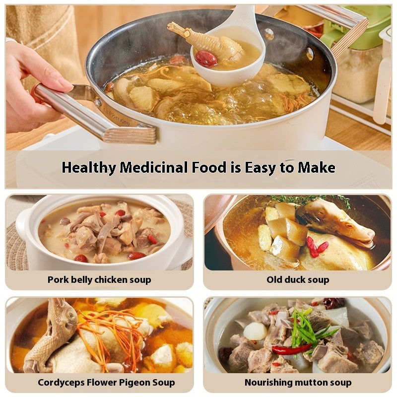 Toolavo European-Style 24cm Large Capacity Non-stick Double-Ear Stew Pot – Aluminum Alloy Soup Pot with Stainless Steel Lid | Double-Layer Composite Bottom | 3.1–4L | Gas Stove Compatible - Toolavo