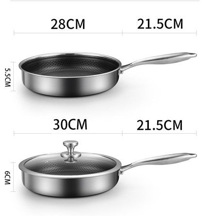 Toolavo 316 Stainless Steel Frying Pan β 28cm Non-Stick Honeycomb Skillet, Durable Multi-Stove Cookware for Gas, Induction & Oven - Toolavo