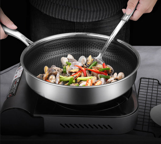 Toolavo 316 Stainless Steel Frying Pan β 28cm Non-Stick Honeycomb Skillet, Durable Multi-Stove Cookware for Gas, Induction & Oven - Toolavo