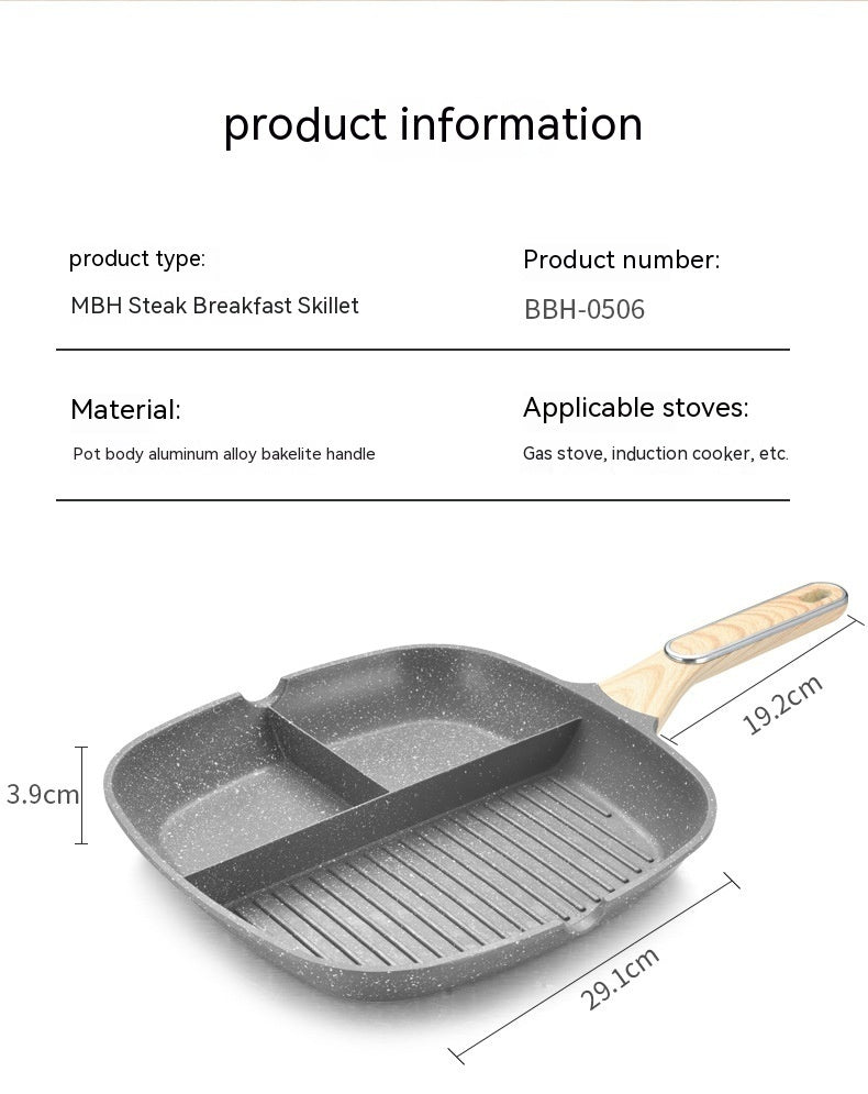 Toolavo 3-in-1 Multi-Compartment Non-Stick Frying Pan – 29cm Aluminum Alloy Steak & Omelette Pan, Double-Sole Base, Induction Compatible - Toolavo