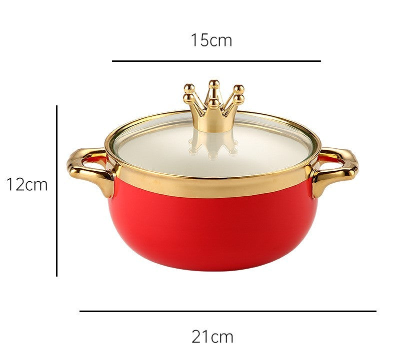 Toolavo Instant Noodle Bowl with Lid – Ceramic Soup Bowl for Dormitory & Household Use, Stylish Luxury Design, Microwave-Free Dining Bowl - Toolavo
