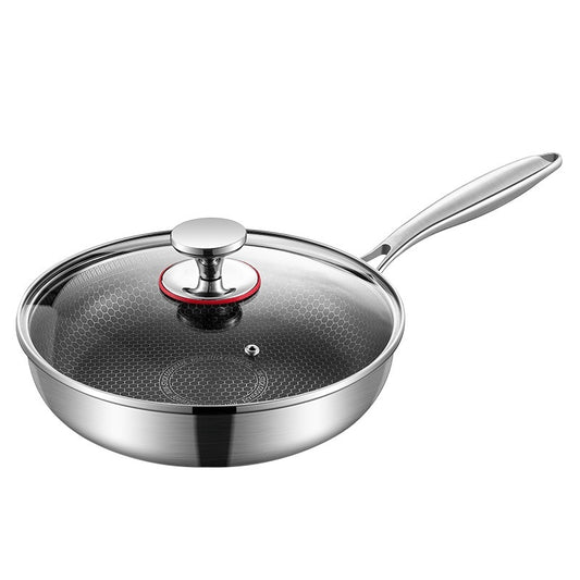 Toolavo 316 Stainless Steel Honeycomb Non-Stick Pan – Durable Multi-Layer Frying Pan with Glass Cover - Toolavo