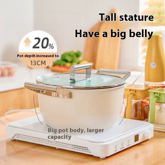 Toolavo European-Style 24cm Large Capacity Non-stick Double-Ear Stew Pot – Aluminum Alloy Soup Pot with Stainless Steel Lid | Double-Layer Composite Bottom | 3.1–4L | Gas Stove Compatible - Toolavo