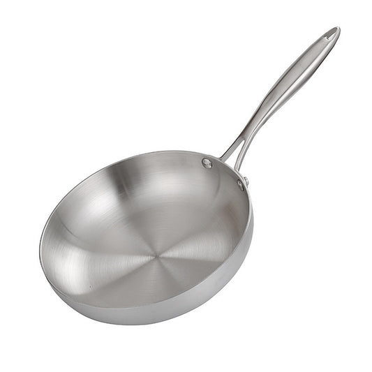 Toolavo 304 Stainless Steel Three-Layer Frying Pan – Chinese Style Wok & Skillet, Multi-Size (22–30cm), Uncoated & Scratch-Resistant, Compatible with All Stovetops - Toolavo