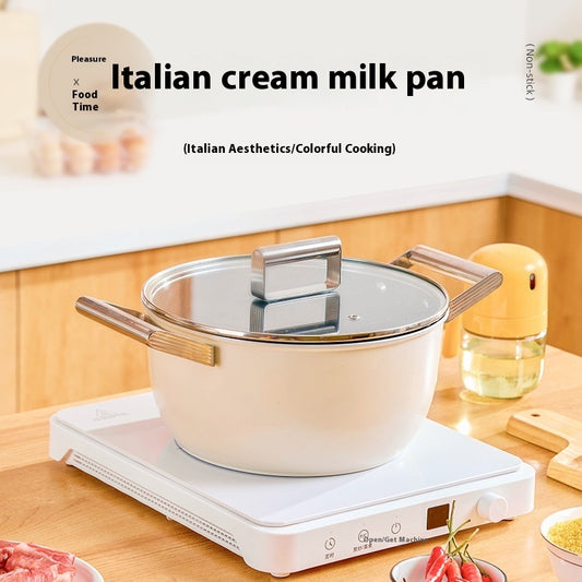 Toolavo European-Style 24cm Large Capacity Non-stick Double-Ear Stew Pot – Aluminum Alloy Soup Pot with Stainless Steel Lid | Double-Layer Composite Bottom | 3.1–4L | Gas Stove Compatible - Toolavo