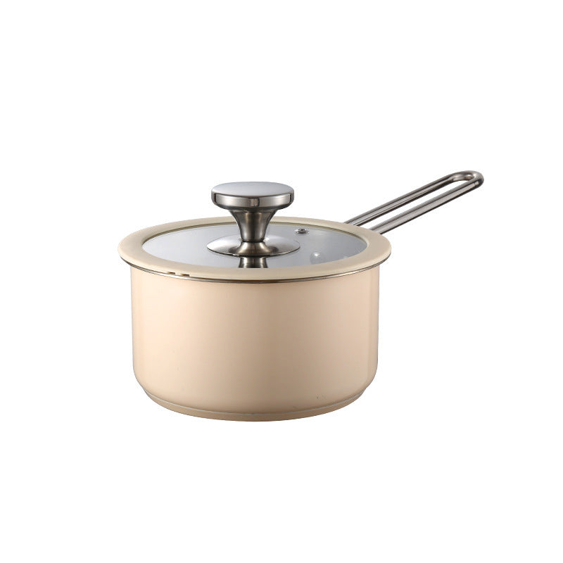 Toolavo 304 Stainless Steel Soup Pot 4-Piece Set – Korean Style Cookware with Double-Sole Bottom, Silicone Glass Lids – Milk Pot, Soup Steamer, Hot Pot & Casserole - Toolavo