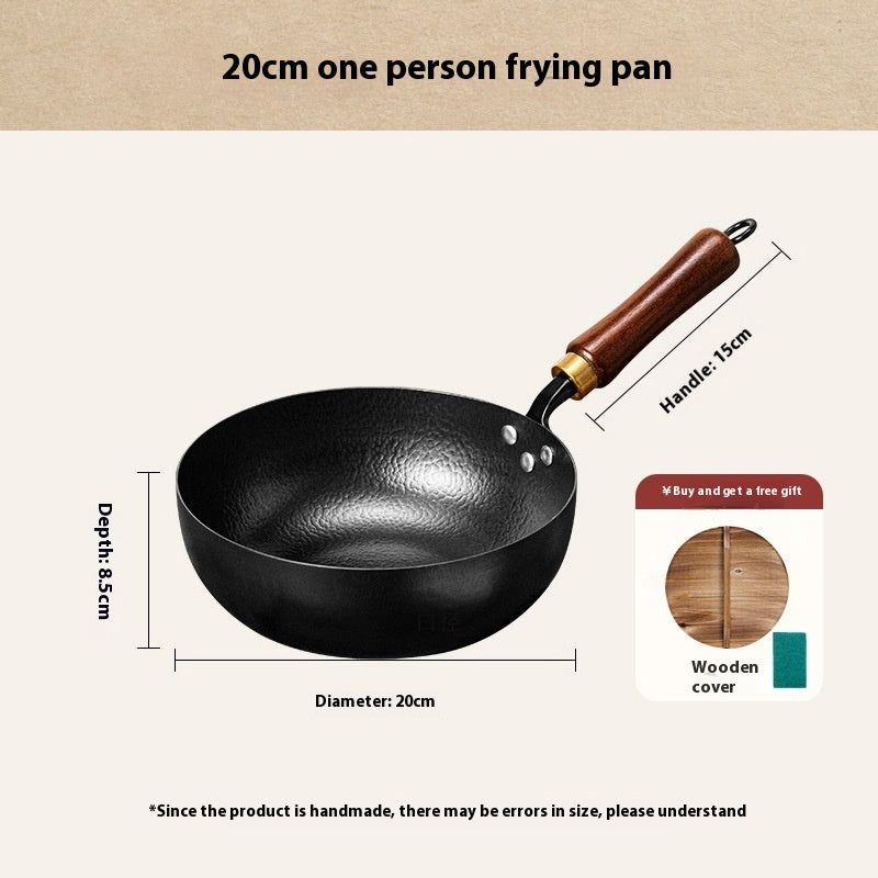 toolavo Non-Coated Non-Stick Pan – Refined Iron Wok for Baby Food & Household Cooking, Multiple Sizes & Lids - Toolavo