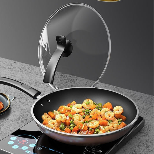 Toolavo Flat Frying Pan – Non-Stick Household Omelet & Pancake Skillet, Double Sole Base with Glass Lid, Easy-Clean Cooking Tool - Toolavo