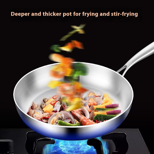 Toolavo 316 Stainless Steel Frying Pan with Foldable Handle – Non-Coated Multi-Layer Base, Induction & Gas Compatible, Modern Design (26–30cm) - Toolavo
