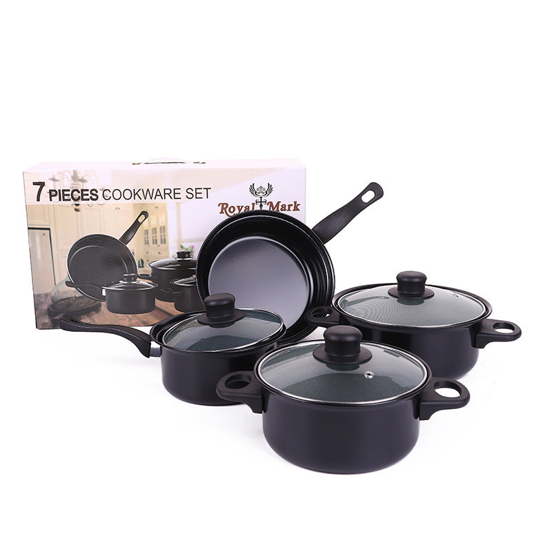 Toolavo Four-Piece Non-Stick Multi-Functional Soup Pot Set – Durable Iron Cookware with Glass Lid, 2.1L–4L Capacity, Chinese Style - Toolavo