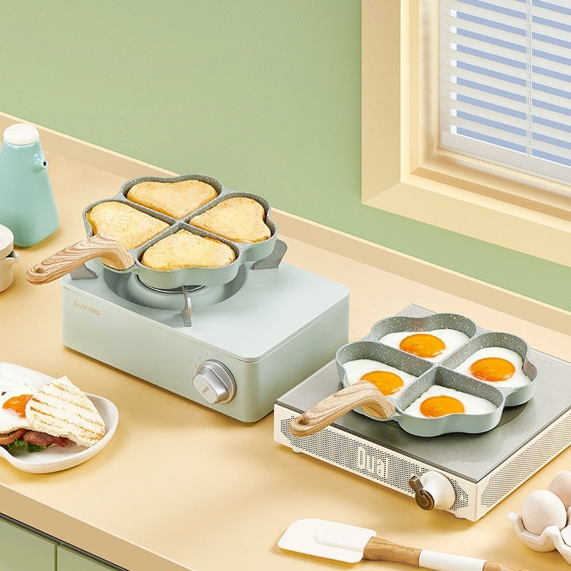 Non-stick Four-Hole Mini Omelette Pan β 19 cm Wheat Stone Egg & Pancake Frying Pan | Cute Frog Smiley Design | Easy Clean, No Lid - Toolavo