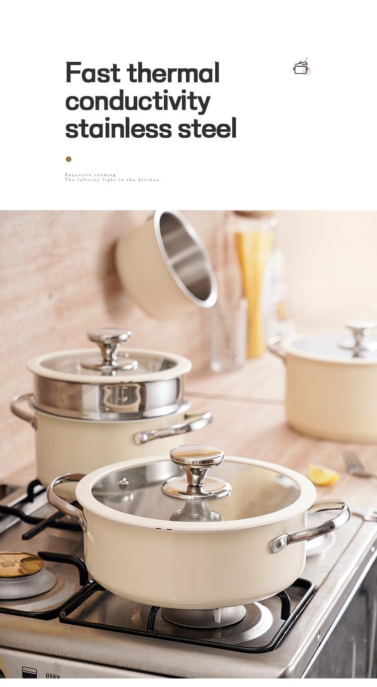 Toolavo Stainless Steel Pot 4-Piece Set – Non-Stick, Easy-Clean Cookware for Gas & Induction Cooking, Includes Saucepans, Casseroles & Steamer - Toolavo