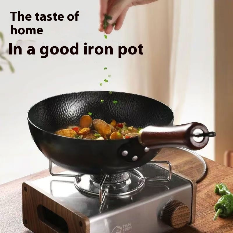 toolavo Non-Coated Non-Stick Pan – Refined Iron Wok for Baby Food & Household Cooking, Multiple Sizes & Lids - Toolavo