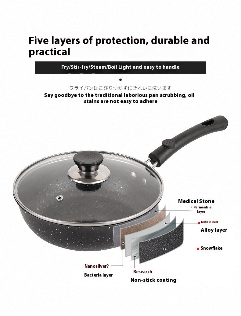 Toolavo Mini Non-Stick Frying Pan – 12cm Refined Iron Egg Pan with Glass Lid, Korean Style Lightweight Skillet for Quick & Easy Cooking - Toolavo