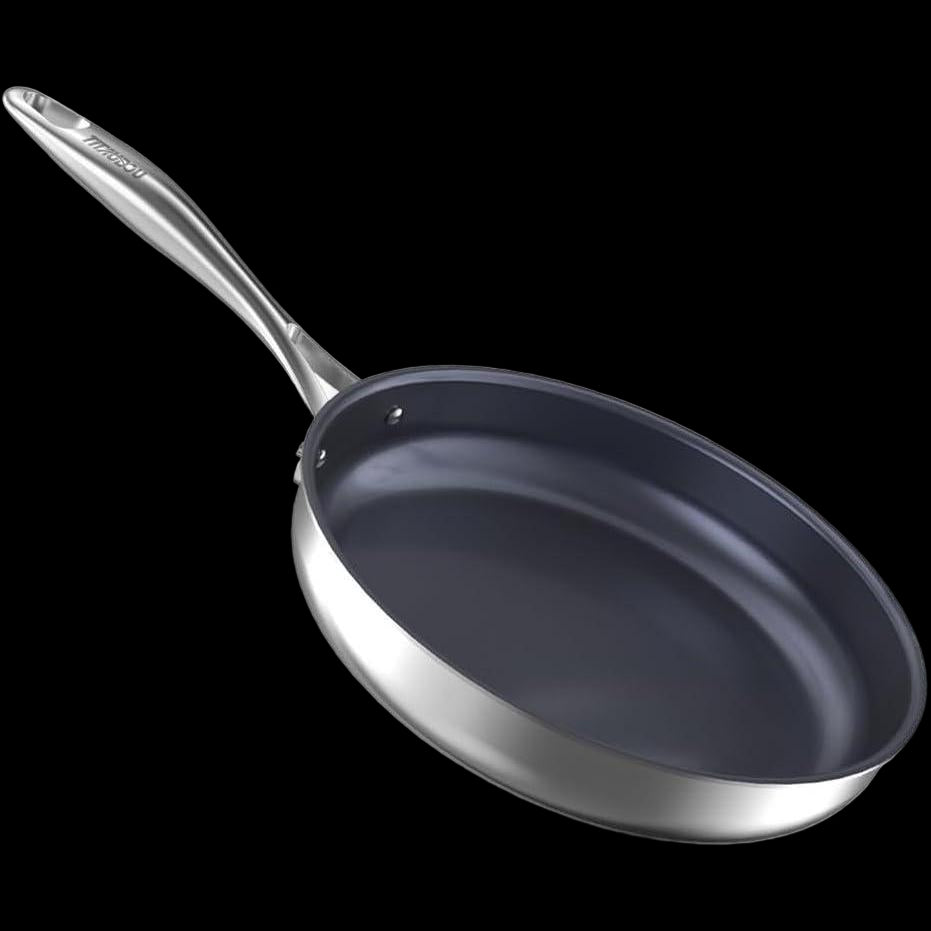 Frying pan with a non-stick surface on a white background