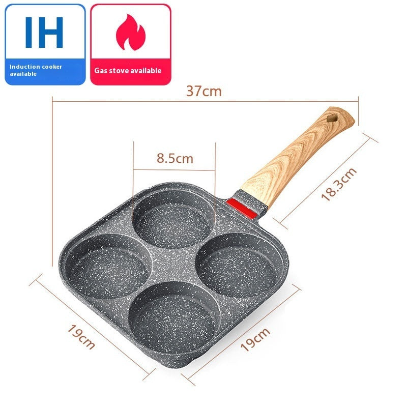 Toolavo 4-Hole Non-Stick Frying Pan with Lid – Aluminum Alloy Breakfast Skillet for Eggs, Pancakes & Tamagoyaki, Induction Compatible, Easy-Clean Design - Toolavo