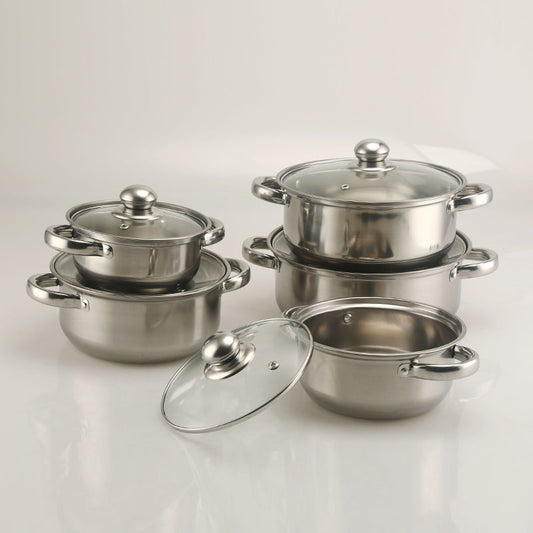 Toolavo Stainless Steel Wire Handle Milk Pot & Soup Pot Steamer 16-Piece Set – Smokeless Cookware for Home Kitchen - Toolavo