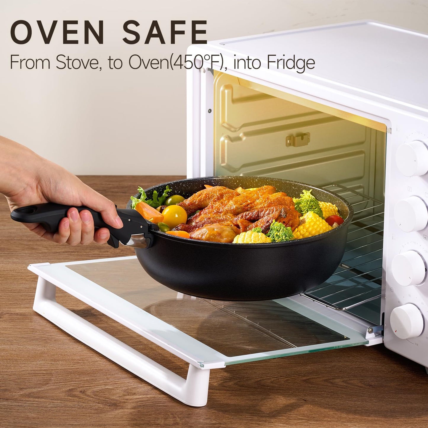 Toolavo Six-Piece Detachable Handle Pot Set – Space-Saving Non-Stick Cookware with Removable Handles, Multi-Purpose Pots for Gas & Induction Cookers - Toolavo