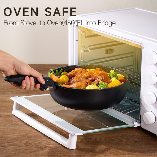 Toolavo Six-Piece Detachable Handle Pot Set – Space-Saving Non-Stick Cookware with Removable Handles, Multi-Purpose Pots for Gas & Induction Cookers - Toolavo