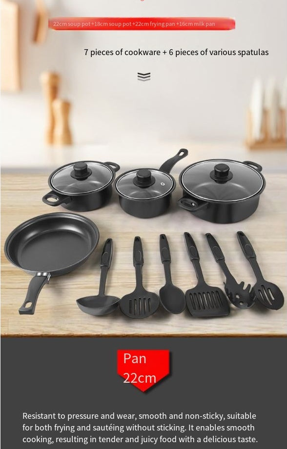 Toolavo 16-Piece Soup Pot Set – Durable Non-Stick Cookware with Glass Lids, Multi-Size Pots for Everyday Cooking - Toolavo
