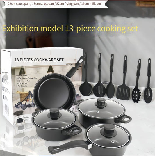Toolavo 16-Piece Soup Pot Set – Durable Non-Stick Cookware with Glass Lids, Multi-Size Pots for Everyday Cooking - Toolavo
