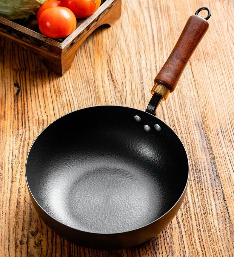 toolavo Non-Coated Non-Stick Pan – Refined Iron Wok for Baby Food & Household Cooking, Multiple Sizes & Lids - Toolavo