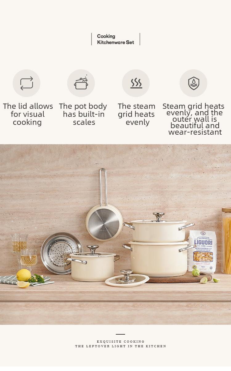 Toolavo Stainless Steel Pot 4-Piece Set – Non-Stick, Easy-Clean Cookware for Gas & Induction Cooking, Includes Saucepans, Casseroles & Steamer - Toolavo