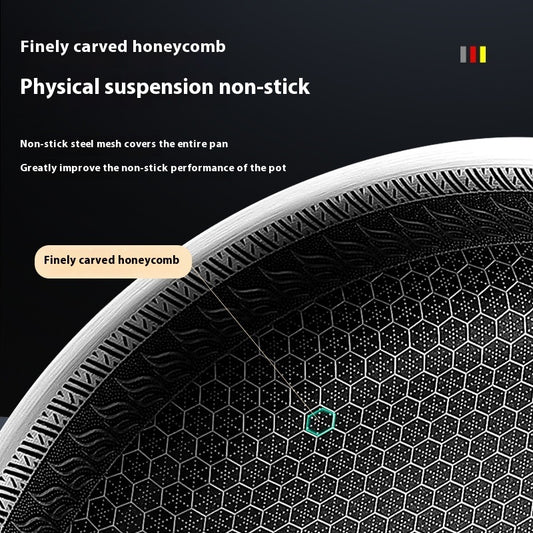 Toolavo 316 Stainless Steel Uncoated Frying Pan β Honeycomb Non-Stick Pan with Multi-Layer Base & Glass Lid, Flat Bottom, Modern Design (16β24cm) - Toolavo