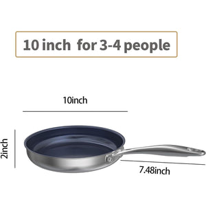 Toolavo Titanium Alloy Stainless Steel 10-Inch PFAS-Free Non-Stick Pan | Dishwasher & Oven Safe Cookware