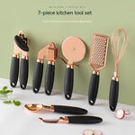 Toolavo Kitchen Household Peeler Gadget – Rose Gold Copper Plating 7PC Stainless Steel Kitchen Tool Set