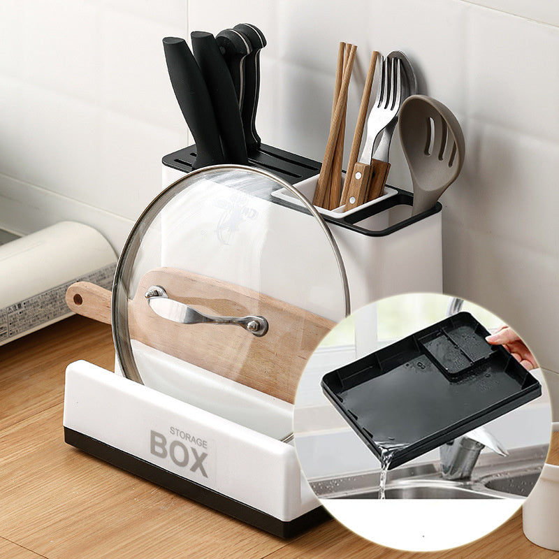 Toolavo Tableware Storage Holder – Plastic Knife & Utensil Organizer Rack for Kitchen Counter & Cabinets