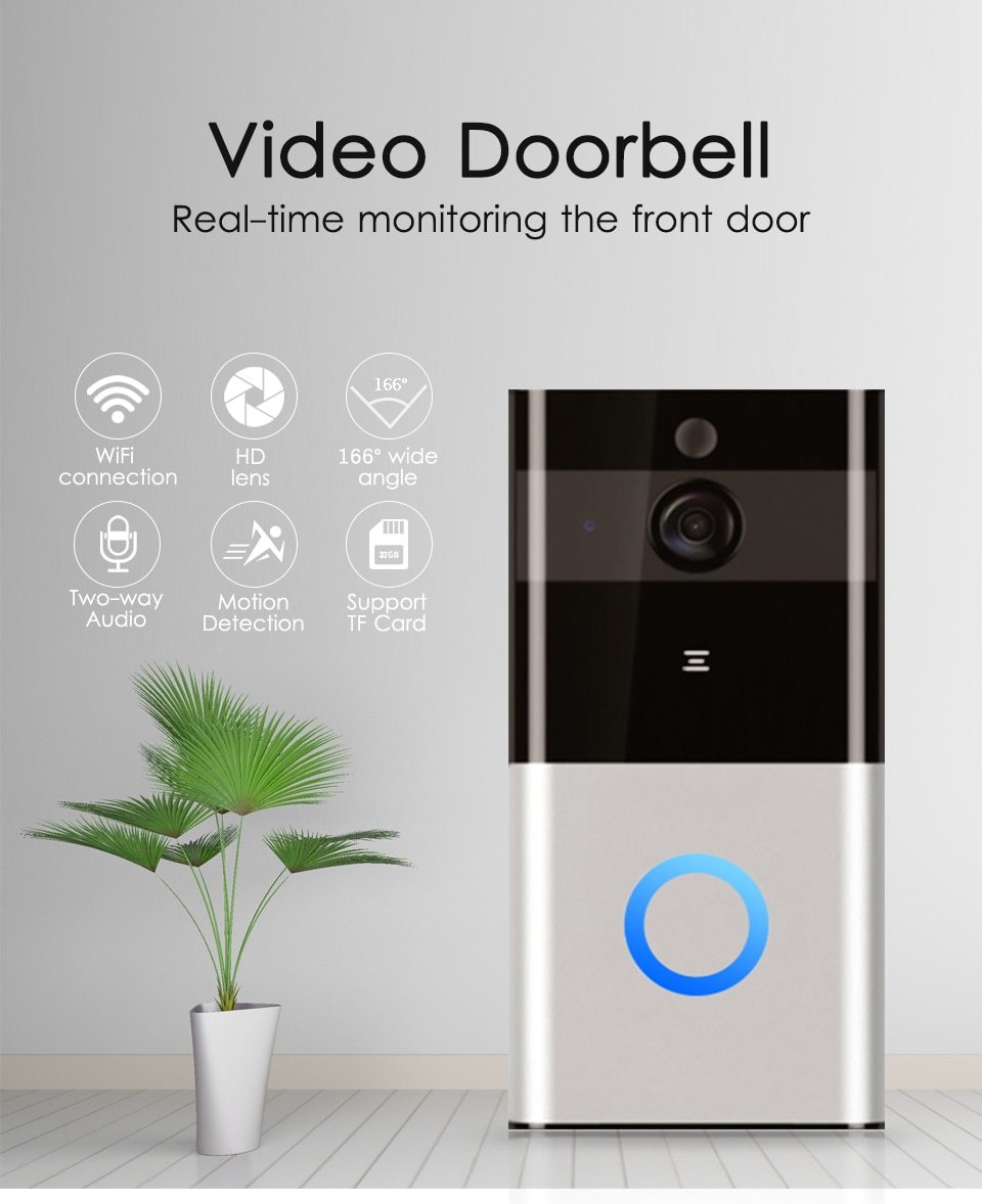 Toolavo Marlboze 720P WiFi Smart Doorbell with PIR Motion Detection & Night Vision