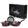 Toolavo 3-Piece Non-Stick Cookware Set – Wok, Soup Pot & Frying Pan with Glass Lid | Gift Box Kitchen Set