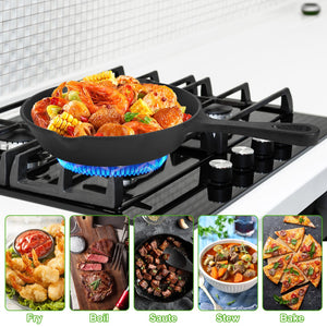Toolavo 3Pcs Pre-Seasoned Cast Iron Skillet Set – 6in, 8in, 10in Non-Stick Oven Safe Frying Pans for Cooking & Baking