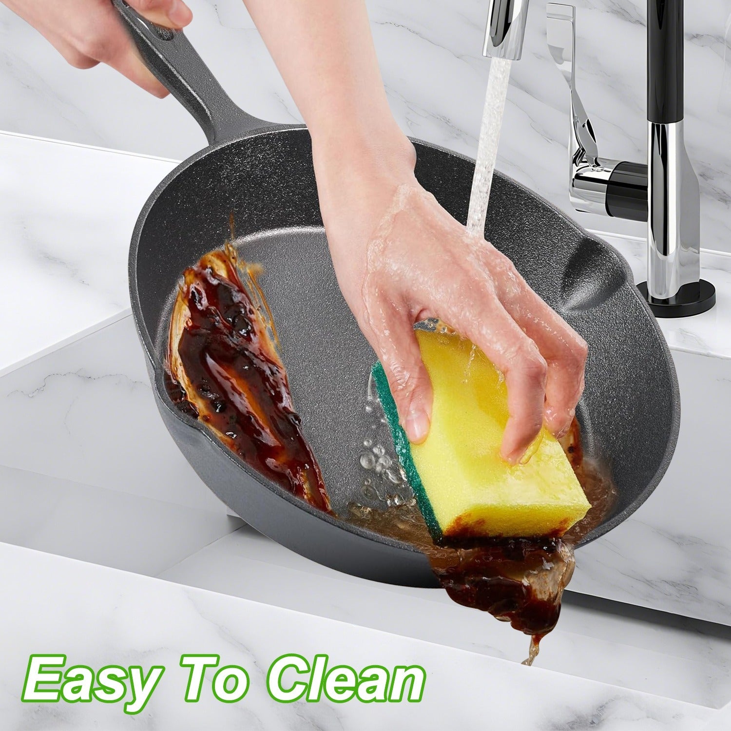 Toolavo 3Pcs Pre-Seasoned Cast Iron Skillet Set – 6in, 8in, 10in Non-Stick Oven Safe Frying Pans for Cooking & Baking