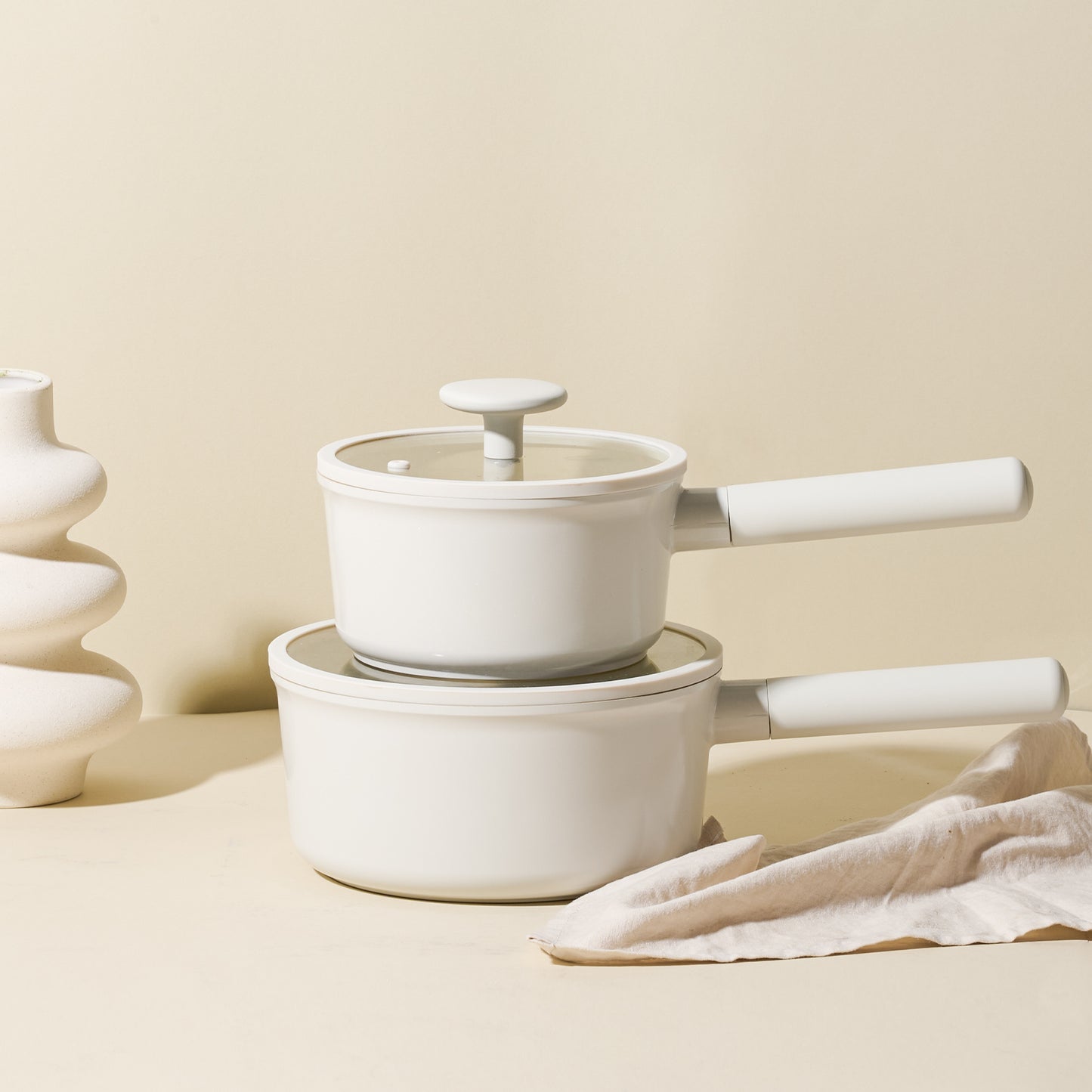 toolavo 2 Piece Aluminum Mini Pots with Detachable Handles & Glass Lids – Space-Saving, Non-Toxic, Multi-Stove Compatible - Toolavo