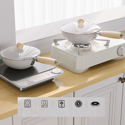 Toolavo Electric Stone Pan – Non-Stick Ceramic Pan with Glass Lid, Flat Bottom Multi-Layer Base, Single-Person Gourmet Cooking (20cm / 24cm) - Toolavo