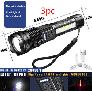 Toolavo White Laser Waterproof Flashlight – 5000mAh Rechargeable Strong LED Light for Outdoor, Camping & Diving