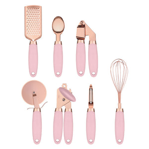 Toolavo Kitchen Household Peeler Gadget – Rose Gold Copper Plating 7PC Stainless Steel Kitchen Tool Set