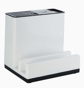 Toolavo Tableware Storage Holder – Plastic Knife & Utensil Organizer Rack for Kitchen Counter & Cabinets