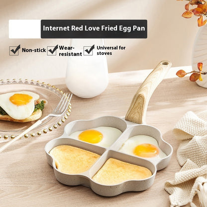 Non-stick Four-Hole Mini Omelette Pan – 19 cm Wheat Stone Egg & Pancake Frying Pan | Cute Frog Smiley Design | Easy Clean, No Lid - Toolavo