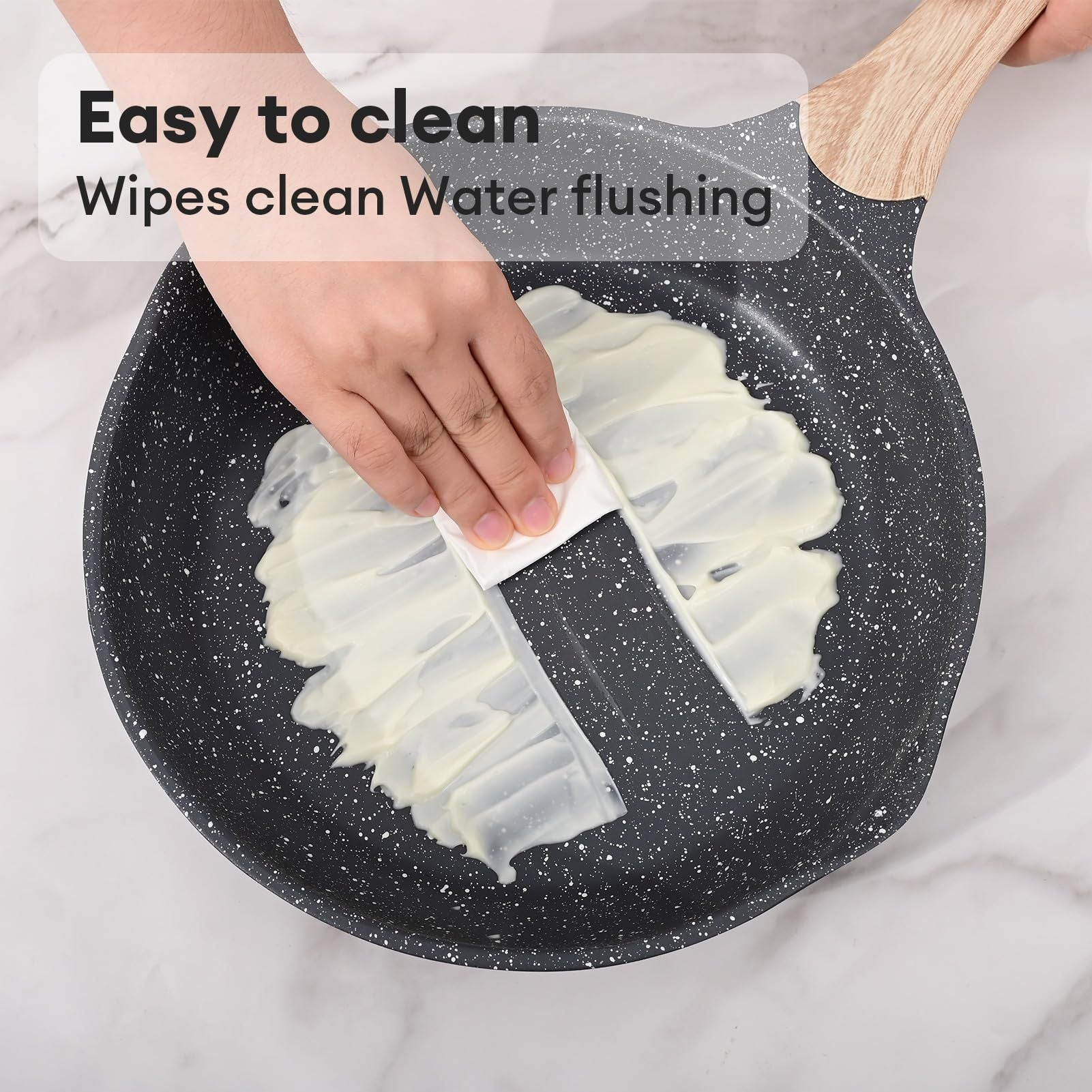 Toolavo JEETEE 8-Inch Nonstick Frying Pan – Stone Coating Omelette Skillet with Heat-Resistant Handle | Induction Compatible - Toolavo