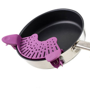 Toolavo Universal Silicone Clip-On Pot Strainer | Anti-Spill Food Grade Pasta, Rice & Fruit Colander Kitchen Gadget