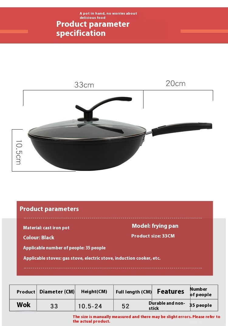 Toolavo Fine Iron Wok – Non-Coated Non-Stick Refined Iron Wok, Chinese Style, Multi-Size Options (30/32/34cm)