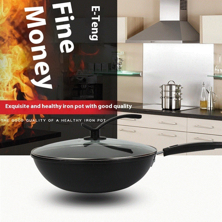 Toolavo Fine Iron Wok – Non-Coated Non-Stick Refined Iron Wok, Chinese Style, Multi-Size Options (30/32/34cm)