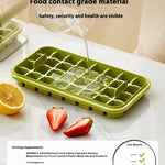 Toolavo Press Ice Tray with Box & Scoop – Food-Grade Refrigerator Ice Cube Maker (32/64 Grid Options)