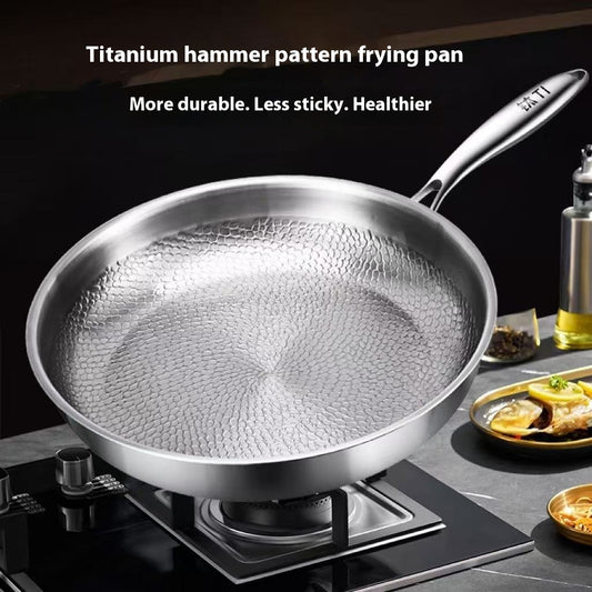 toolavo Pure Titanium Frying Pan – Non-Coated Non-Stick Pan with Glass Lid, Multi-Size Options - Toolavo
