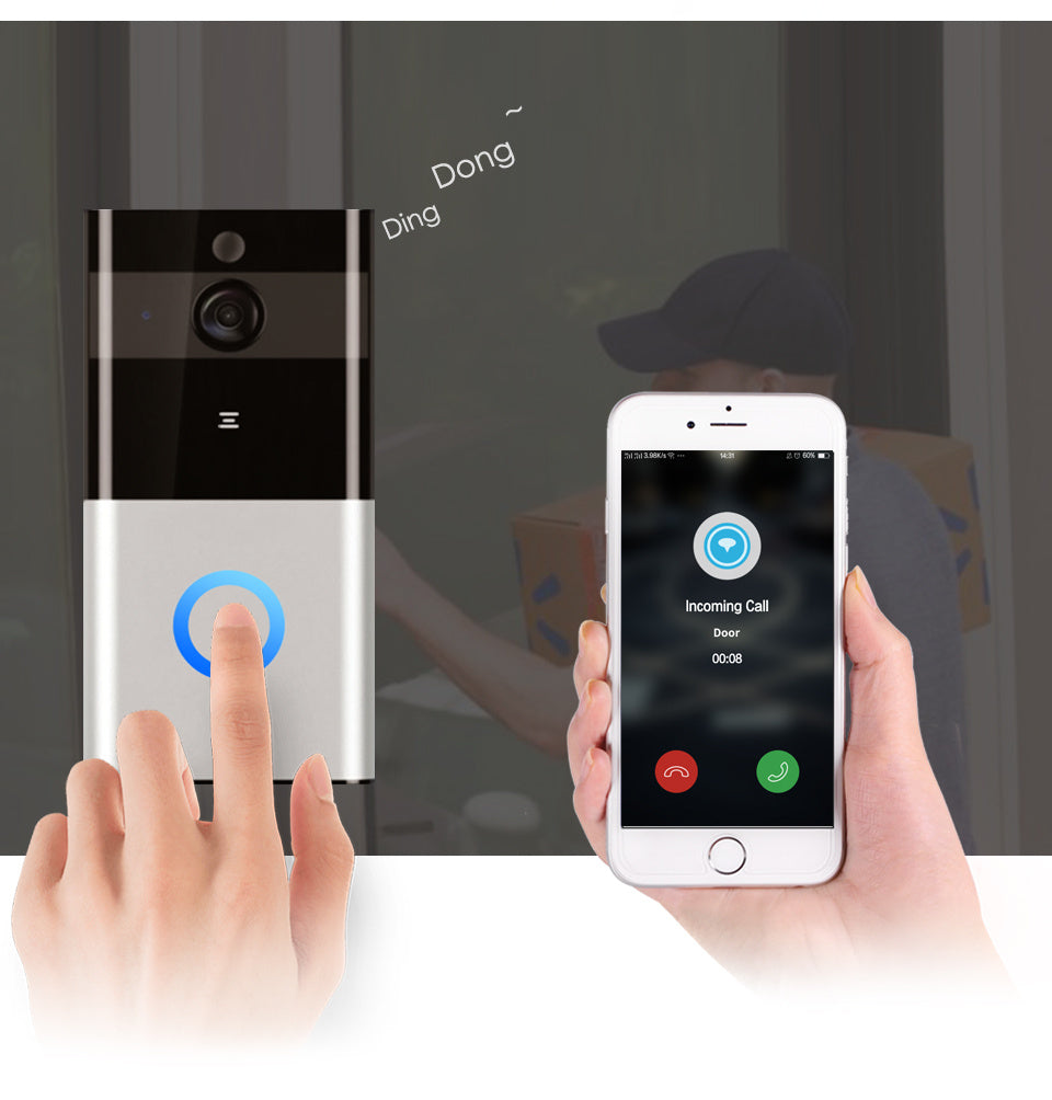 Toolavo Marlboze 720P WiFi Smart Doorbell with PIR Motion Detection & Night Vision