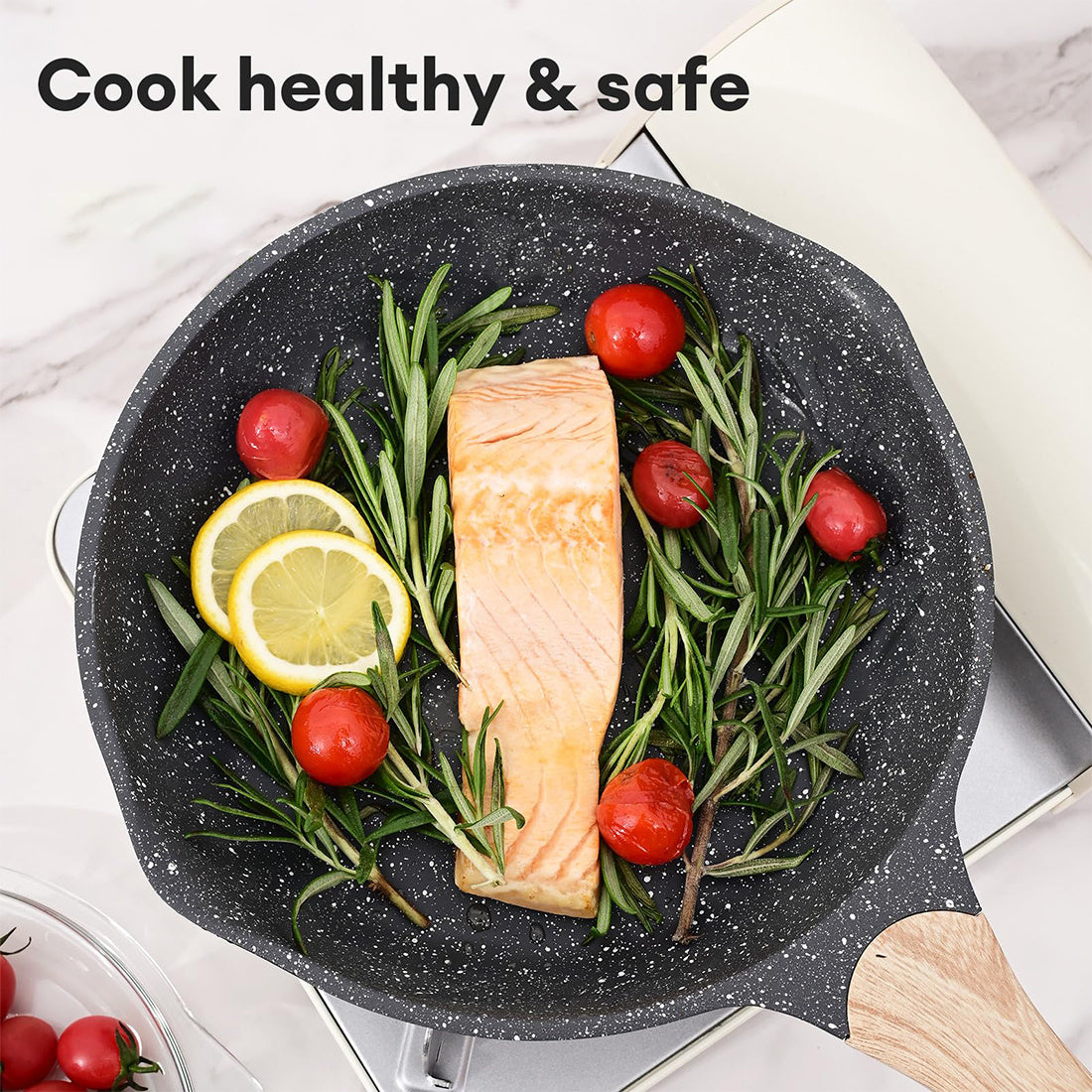 Toolavo JEETEE 8-Inch Nonstick Frying Pan – Stone Coating Omelette Skillet with Heat-Resistant Handle | Induction Compatible