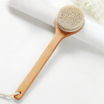 Toolavo Long Handle Pig Bristle Wooden Bath Brush – Soft & Hard Bristles for Body Scrub